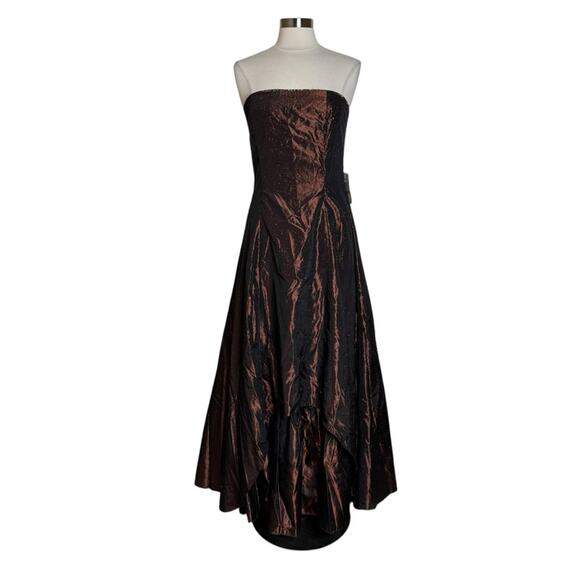 Vintage Scott McClintock Brown Strapless Sparkle Evening Gown Dress Womens 12 - Picture 1 of 12
